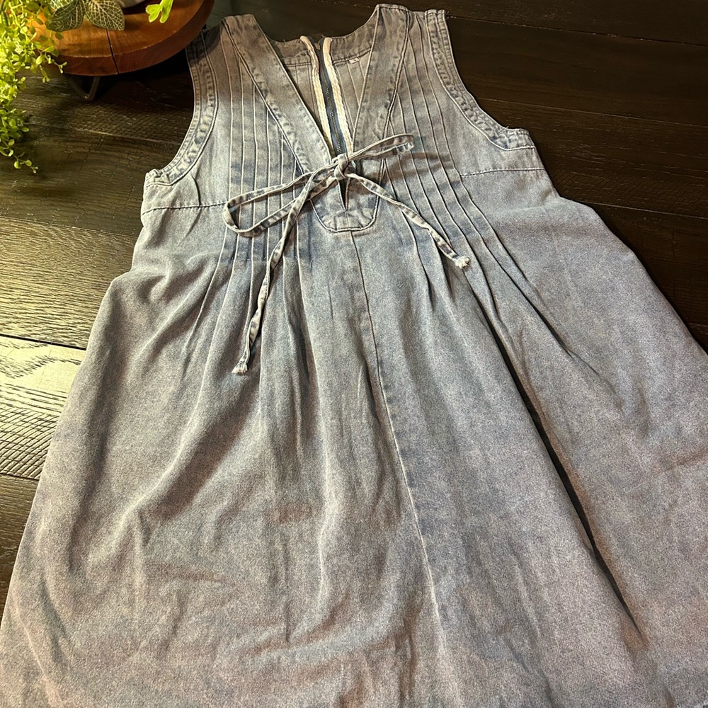Super cute summer denim romper with pockets